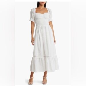 Lost + Wander White Eyelet Midi Dress